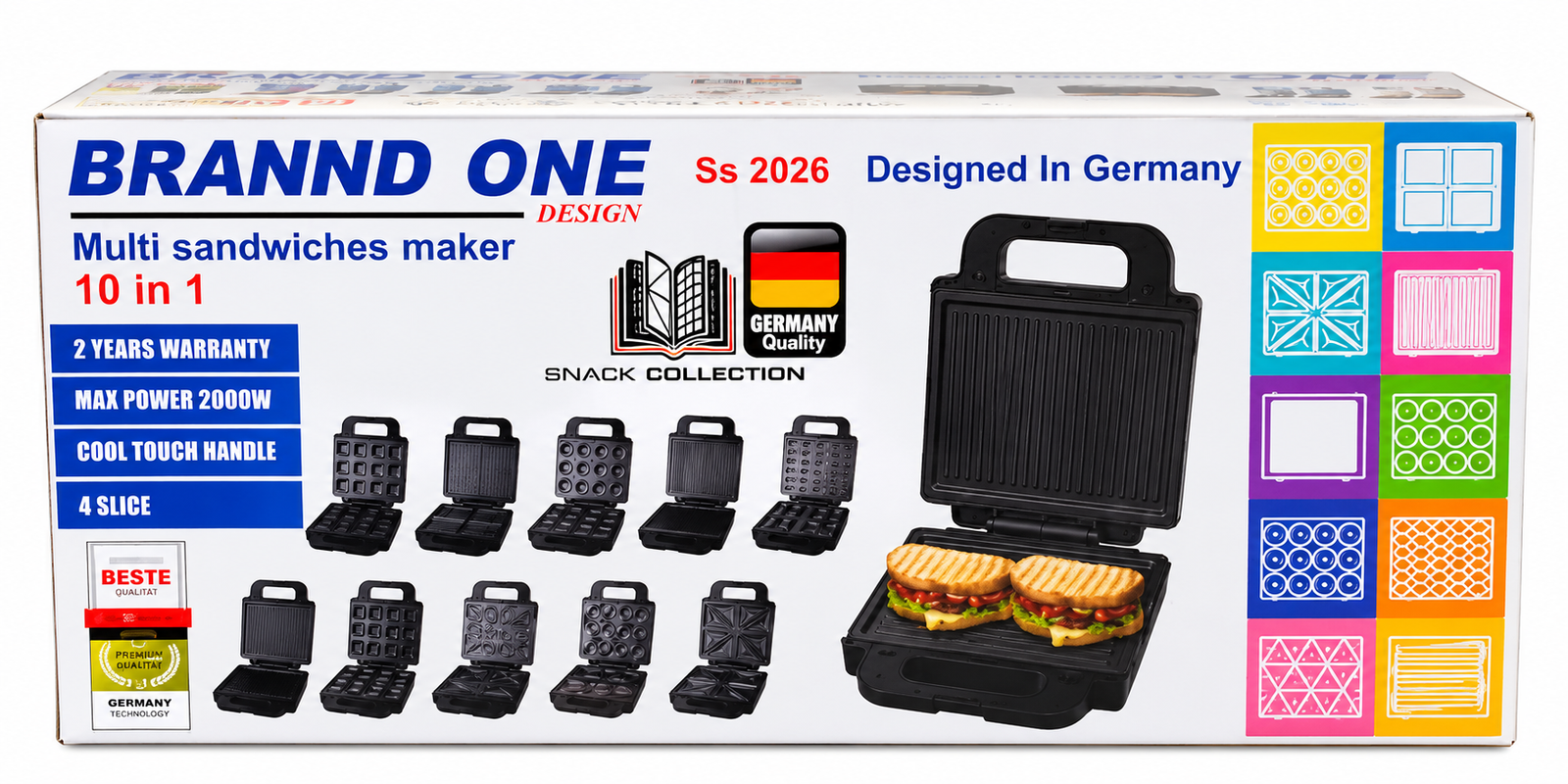 panineuse inox Brand one 10 en 1 2000W – Image 3