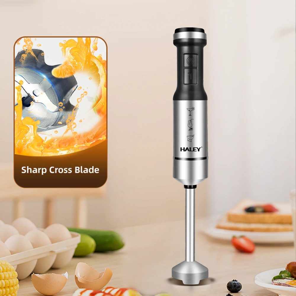 Mixeur plongeant inox 4 en 1 – 1200W 04 Lames HALEY HY-1014 – Image 4